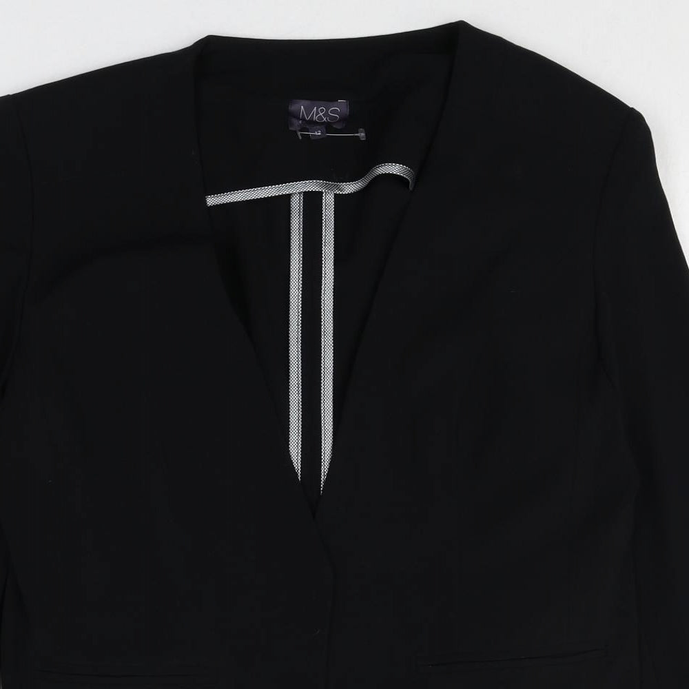 Marks and Spencer Womens Black Polyester Jacket Blazer Size 12