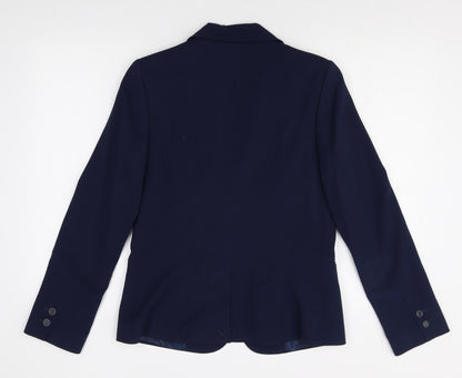 TU Womens Blue Polyester Jacket Blazer Size 8