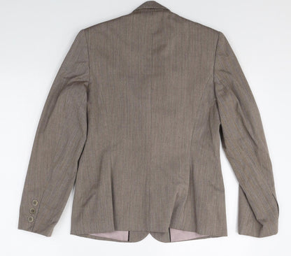 Autonomy Womens Brown Striped Polyester Jacket Blazer Size 10