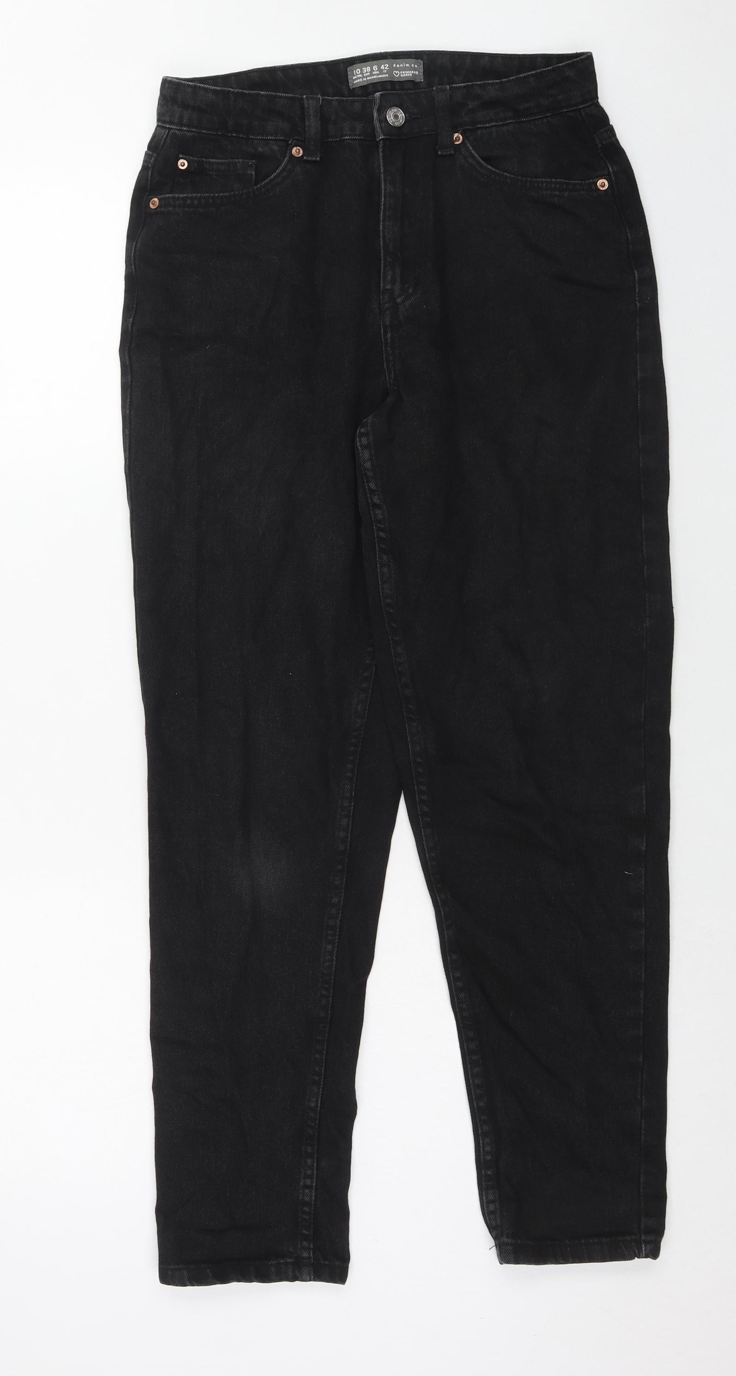 Denim & Co. Womens Black Cotton Straight Jeans Size 10 Regular Zip