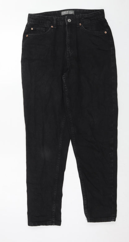 Denim & Co. Womens Black Cotton Straight Jeans Size 10 Regular Zip