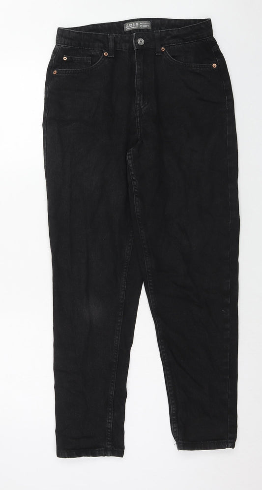 Denim & Co. Womens Black Cotton Straight Jeans Size 10 Regular Zip