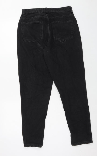 Denim & Co. Womens Black Cotton Straight Jeans Size 10 Regular Zip