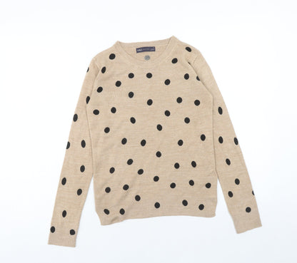 Marks and Spencer Womens Brown Round Neck Polka Dot Acrylic Pullover Jumper Size 6