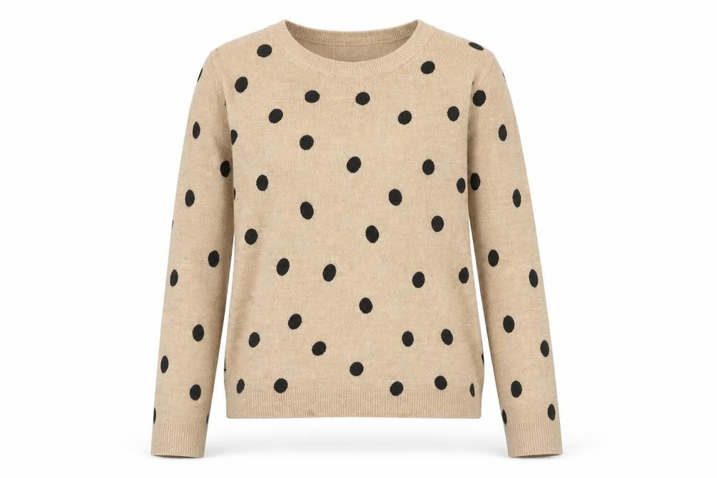 Marks and Spencer Womens Brown Round Neck Polka Dot Acrylic Pullover Jumper Size 6