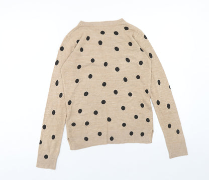 Marks and Spencer Womens Brown Round Neck Polka Dot Acrylic Pullover Jumper Size 6
