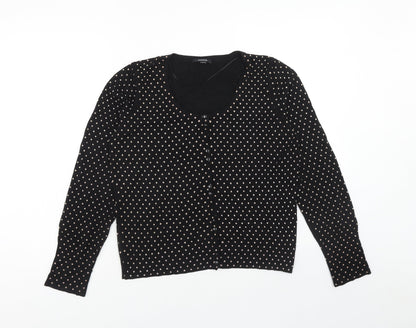 Comma Womens Blue Scoop Neck Polka Dot Viscose Cardigan Jumper Size 16