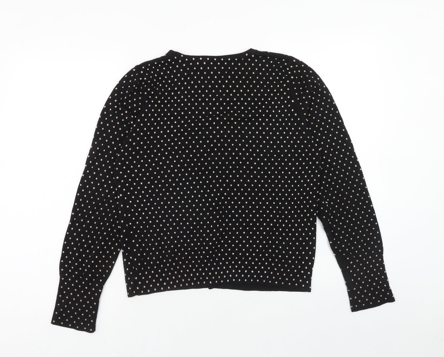 Comma Womens Blue Scoop Neck Polka Dot Viscose Cardigan Jumper Size 16