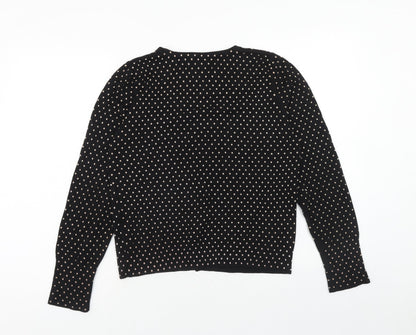 Comma Womens Blue Scoop Neck Polka Dot Viscose Cardigan Jumper Size 16