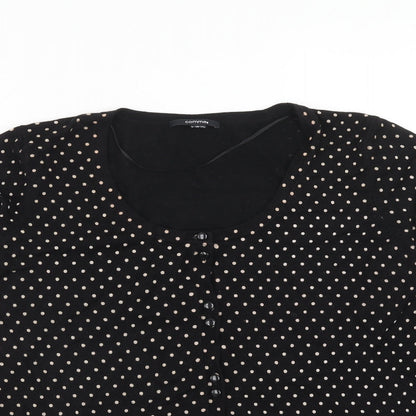 Comma Womens Blue Scoop Neck Polka Dot Viscose Cardigan Jumper Size 16