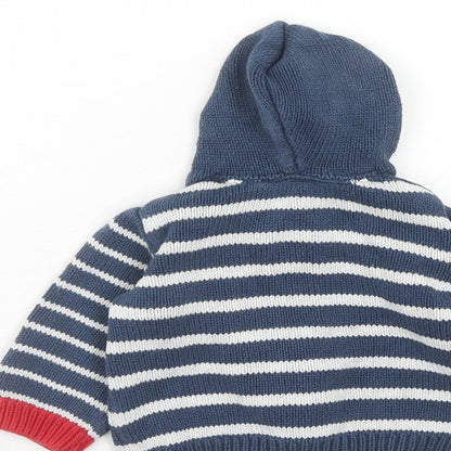 Mothercare Boys Blue Striped Polyester Full Zip Jumper Size 0-3 Months Zip