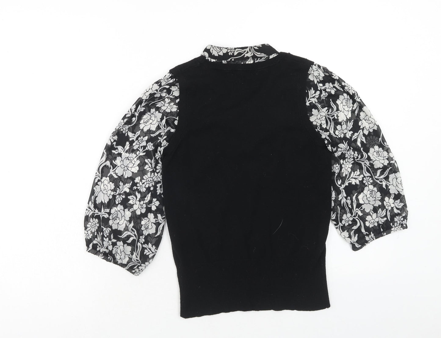 George Womens Blue Collared Floral Viscose Pullover Jumper Size 8