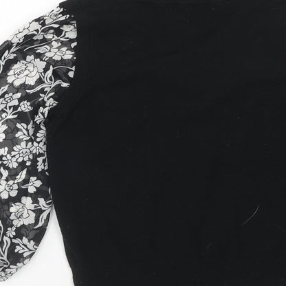 George Womens Blue Collared Floral Viscose Pullover Jumper Size 8