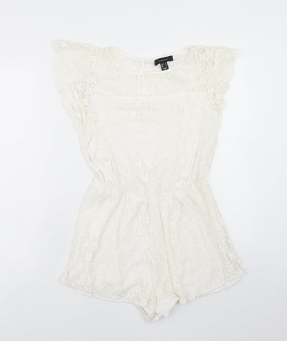 Atmosphere Womens Ivory Cotton Bodysuit One-Piece Size 10 Button