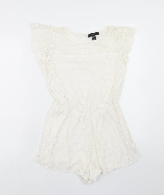 Atmosphere Womens Ivory Cotton Bodysuit One-Piece Size 10 Button