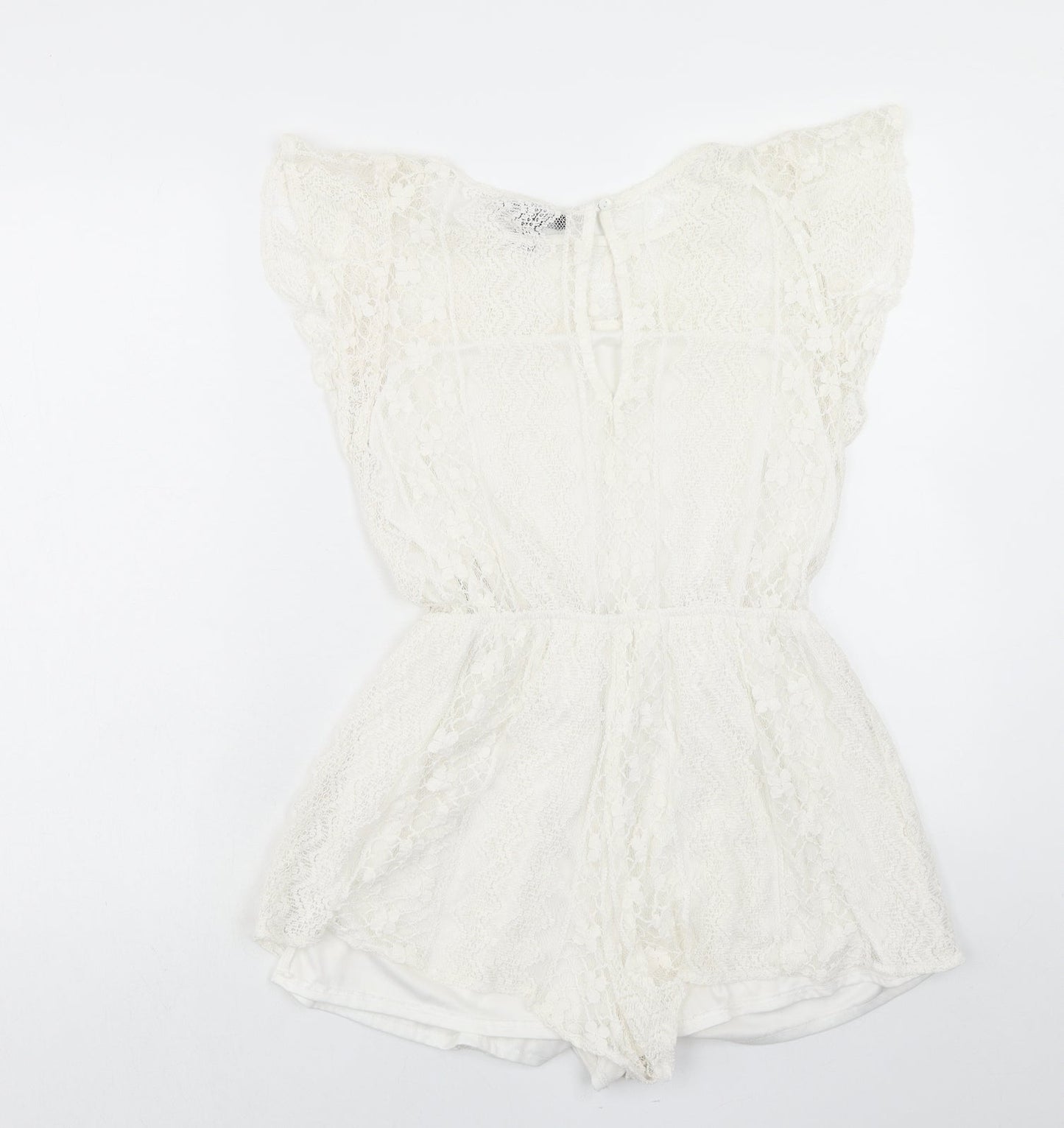 Atmosphere Womens Ivory Cotton Bodysuit One-Piece Size 10 Button