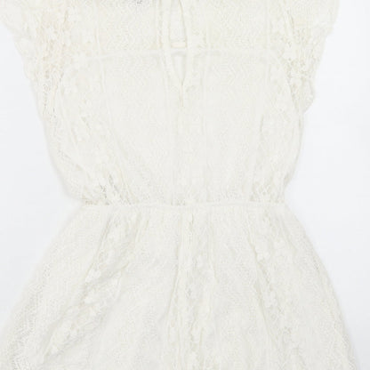 Atmosphere Womens Ivory Cotton Bodysuit One-Piece Size 10 Button