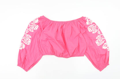 Womens UK Size 18 Marks and Spencer Pink Cropped Blouse