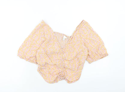 Womens UK Size L H&M Orange Cropped Blouse