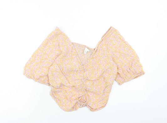 Womens UK Size L H&M Orange Cropped Blouse