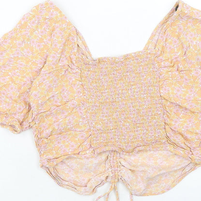 Womens UK Size L H&M Orange Cropped Blouse