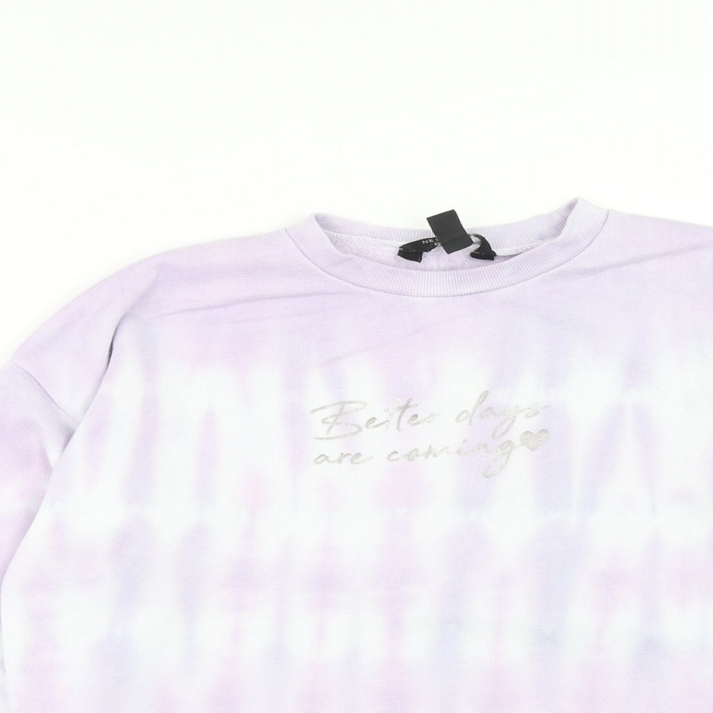 New Look Girls Purple Cotton Pullover Sweatshirt Size 12-13 Years Pullover - Better Days are Coming