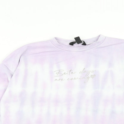 New Look Girls Purple Cotton Pullover Sweatshirt Size 12-13 Years Pullover - Better Days are Coming