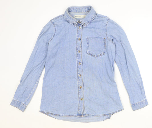 Womens UK Size 8 ASOS Blue Basic Button-Up
