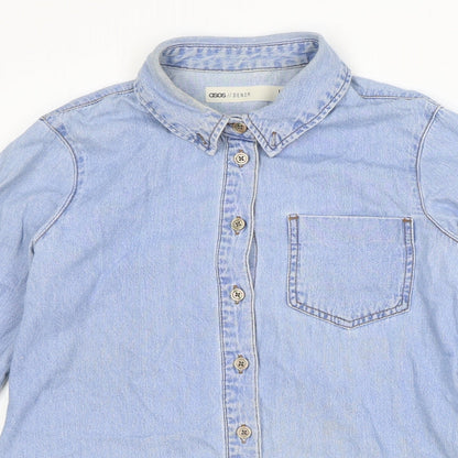 Womens UK Size 8 ASOS Blue Basic Button-Up