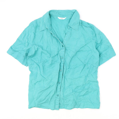 Womens UK Size 12 Marks and Spencer Blue Basic Button-Up