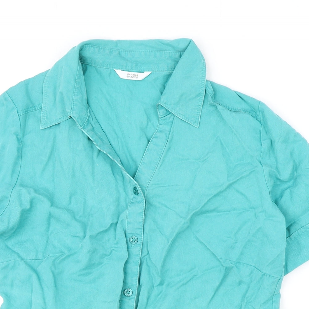 Womens UK Size 12 Marks and Spencer Blue Basic Button-Up