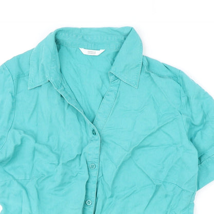 Womens UK Size 12 Marks and Spencer Blue Basic Button-Up