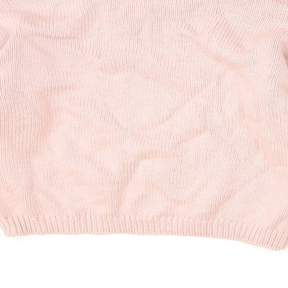 Preworn Girls Pink Round Neck Cotton Pullover Jumper Size 5-6 Years Pullover