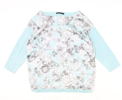 David Emanuel Womens Blue Boat Neck Polyester Pullover Jumper Size S