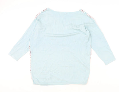 David Emanuel Womens Blue Boat Neck Polyester Pullover Jumper Size S