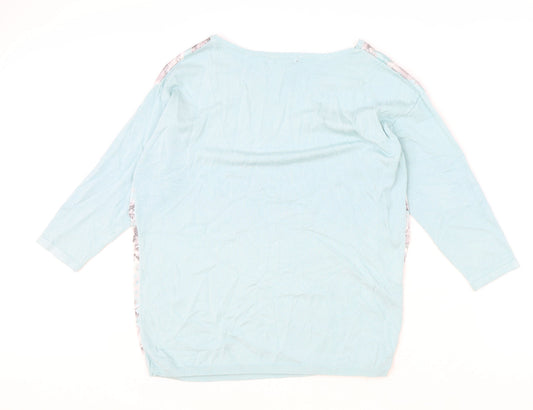 David Emanuel Womens Blue Boat Neck Polyester Pullover Jumper Size S