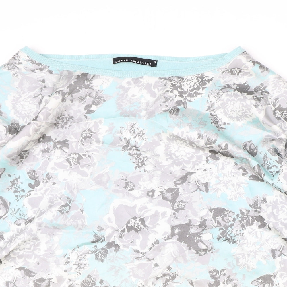 David Emanuel Womens Blue Boat Neck Polyester Pullover Jumper Size S