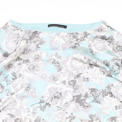 David Emanuel Womens Blue Boat Neck Polyester Pullover Jumper Size S