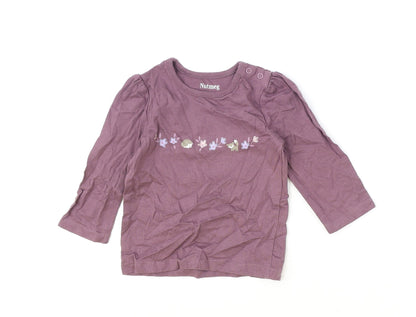 Nutmeg Purple 100% Cotton Basic T-Shirt Size 9-12 Months Round Neck Snap