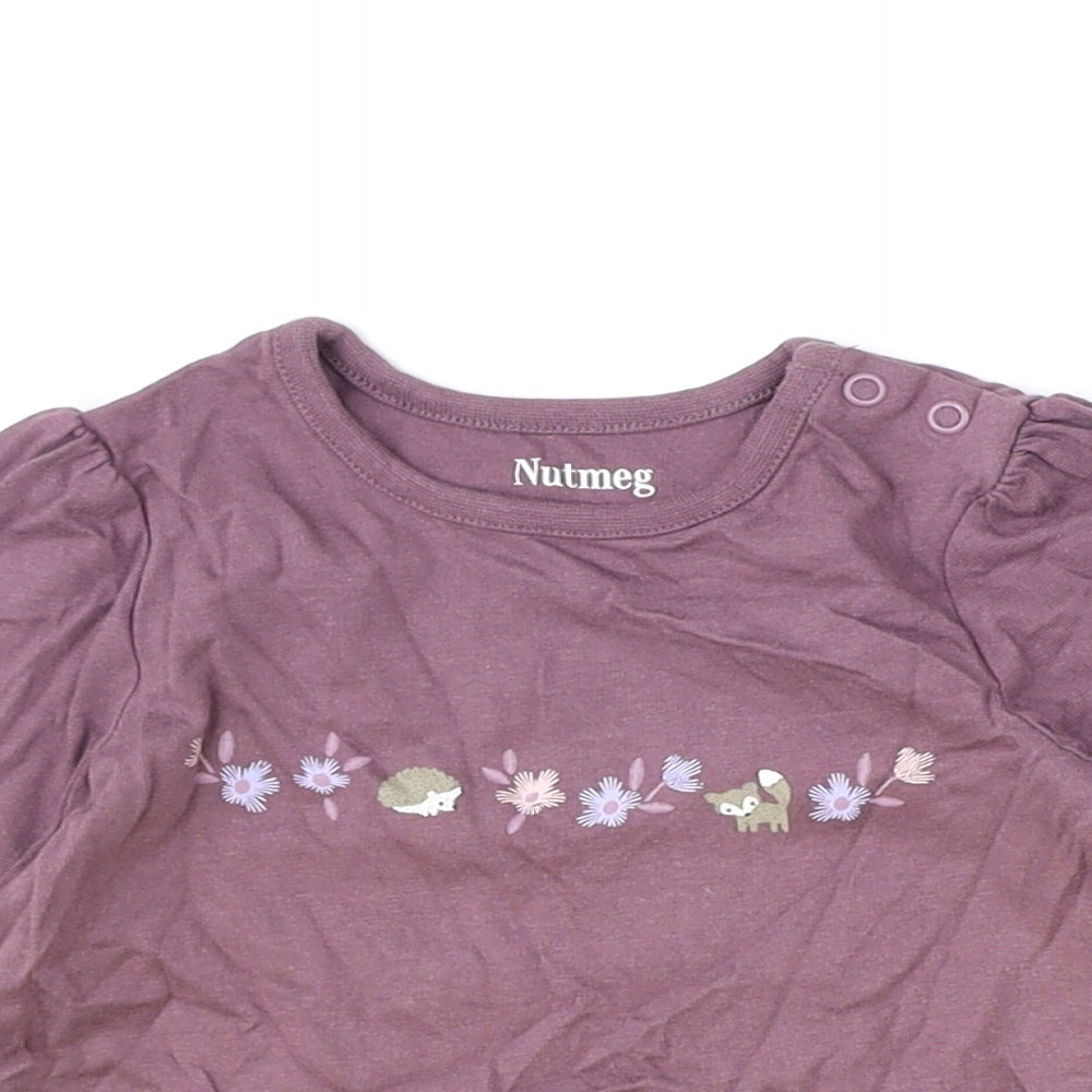 Nutmeg Purple 100% Cotton Basic T-Shirt Size 9-12 Months Round Neck Snap