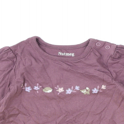 Nutmeg Purple 100% Cotton Basic T-Shirt Size 9-12 Months Round Neck Snap