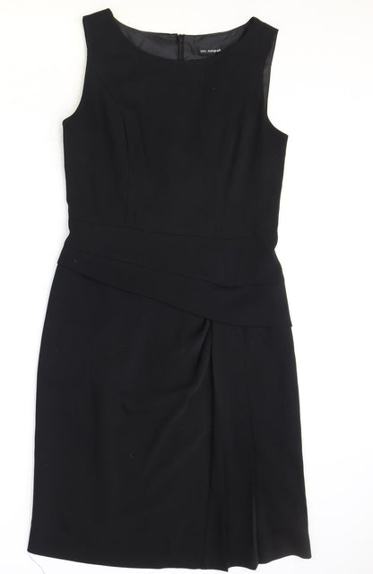 Marks and Spencer Womens Black Polyester A-Line Size 8 Round Neck Zip