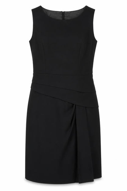 Marks and Spencer Womens Black Polyester A-Line Size 8 Round Neck Zip