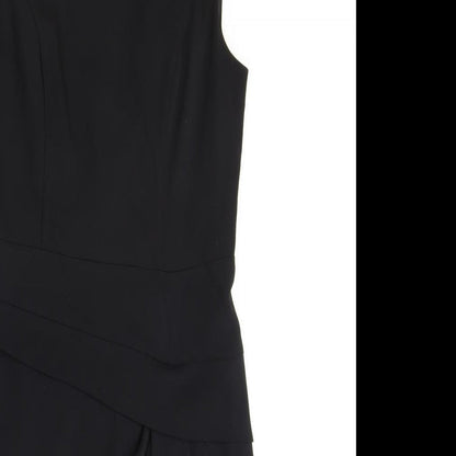 Marks and Spencer Womens Black Polyester A-Line Size 8 Round Neck Zip