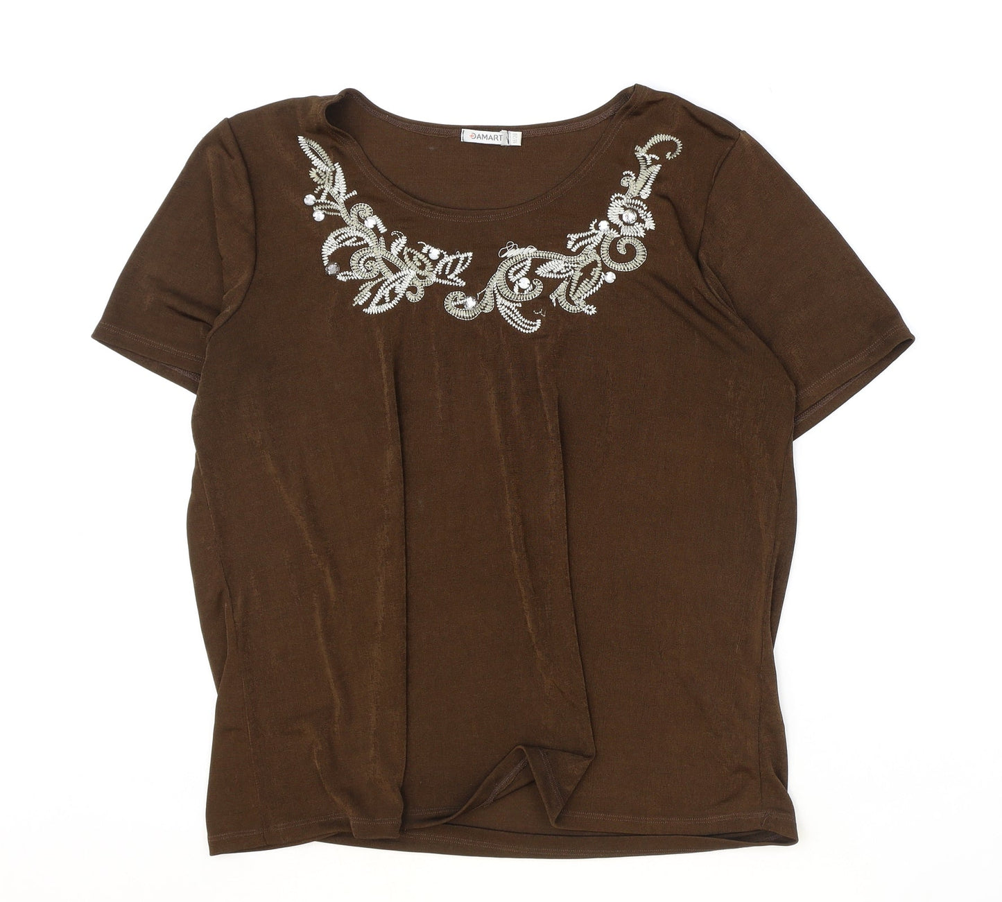 Womens UK Size L Damart Brown Basic T-Shirt