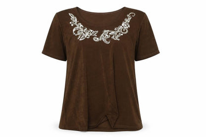 Womens UK Size L Damart Brown Basic T-Shirt