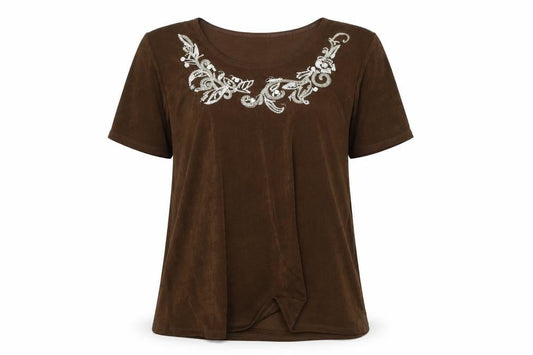 Womens UK Size L Damart Brown Basic T-Shirt