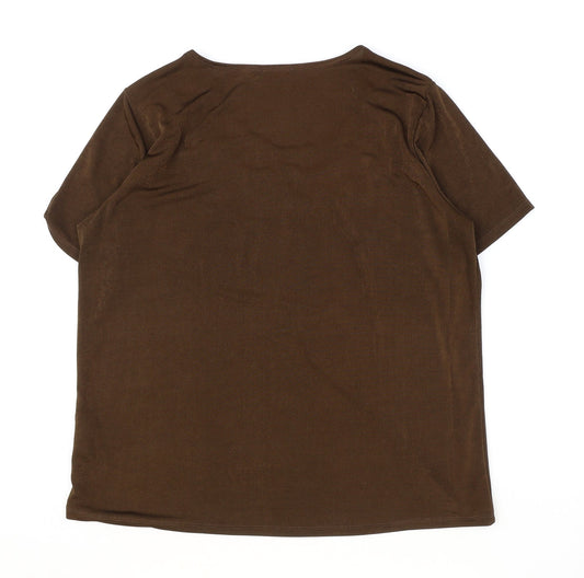 Womens UK Size L Damart Brown Basic T-Shirt