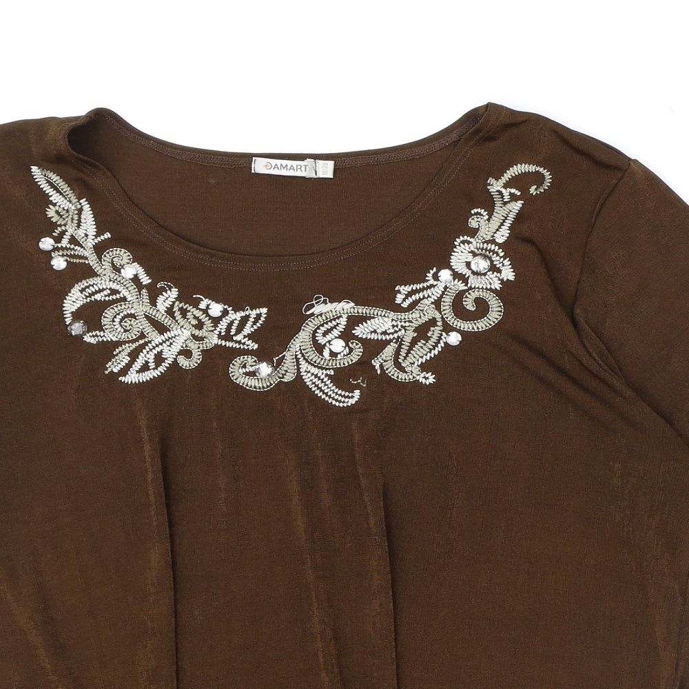 Womens UK Size L Damart Brown Basic T-Shirt