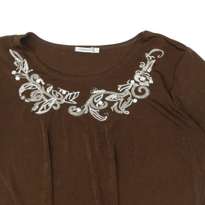 Womens UK Size L Damart Brown Basic T-Shirt